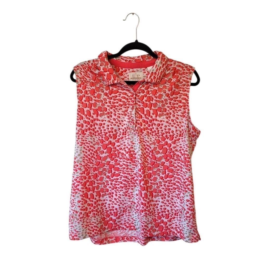 EP PRO Tour Tech Women's Coral Animal Print Golf Polo Tank Size XL